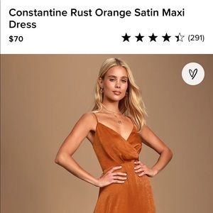 Lulus Constantine Satin Dress in rust orange dress size small